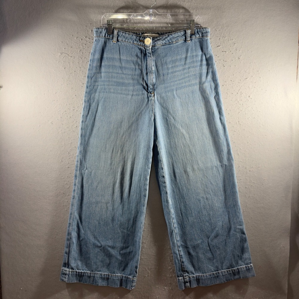 2106 | Zara High Waist Wide Leg Light Wash Denim Jeans Blue Womens 10